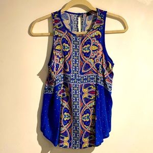 Renee C. cobalt  high-neck sleeveless blouse